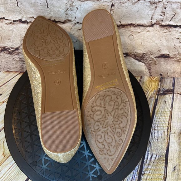 Dream Pairs Metallic Glitter Sparkle Gold Pointed Toe Slip On Ballet Flats 8 - Picture 6 of 9